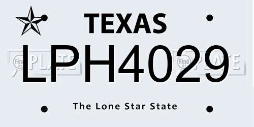 LPH4029 Texas License Plate