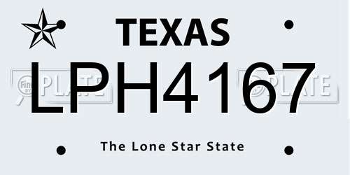 LPH4167 Texas License Plate