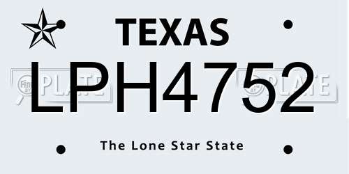 LPH4752 Texas License Plate