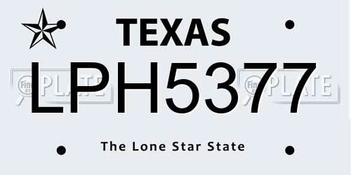 LPH5377 Texas License Plate