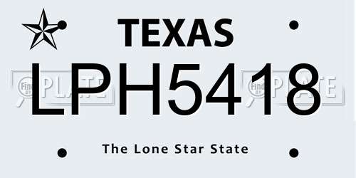 LPH5418 Texas License Plate