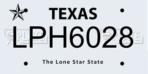 LPH6028 Texas License Plate