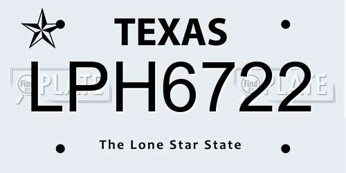 LPH6722 Texas License Plate