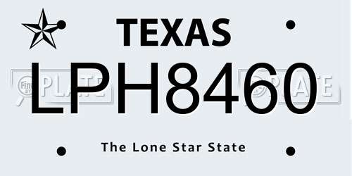 LPH8460 Texas License Plate