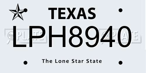 LPH8940 Texas License Plate