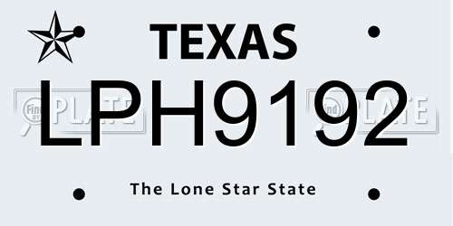 LPH9192 Texas License Plate