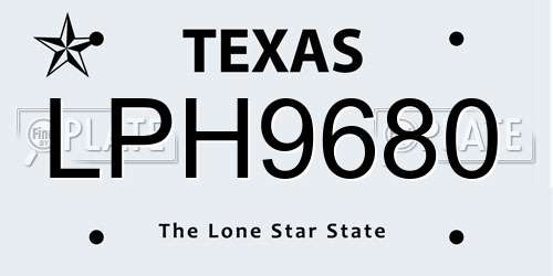 LPH9680 Texas License Plate