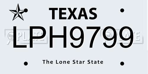 LPH9799 Texas License Plate