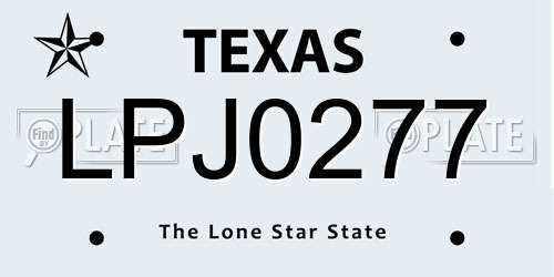 LPJ0277 Texas License Plate