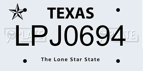 LPJ0694 Texas License Plate