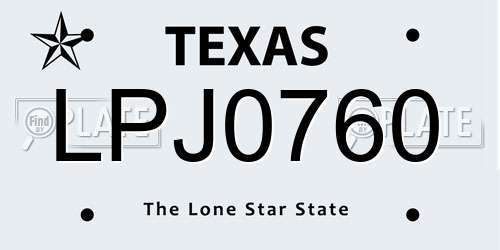 LPJ0760 Texas License Plate