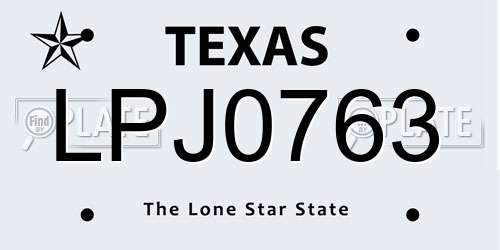 LPJ0763 Texas License Plate