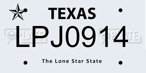 LPJ0914 Texas License Plate