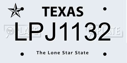 LPJ1132 Texas License Plate