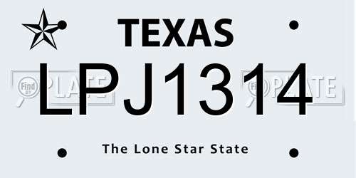 LPJ1314 Texas License Plate