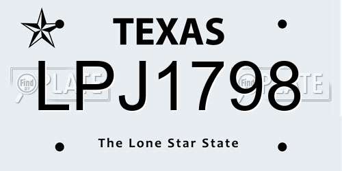 LPJ1798 Texas License Plate