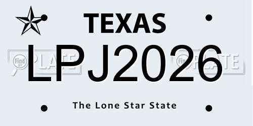 LPJ2026 Texas License Plate