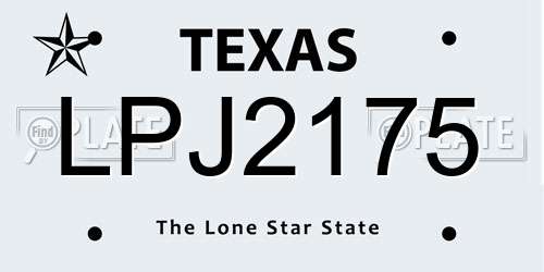 LPJ2175 Texas License Plate