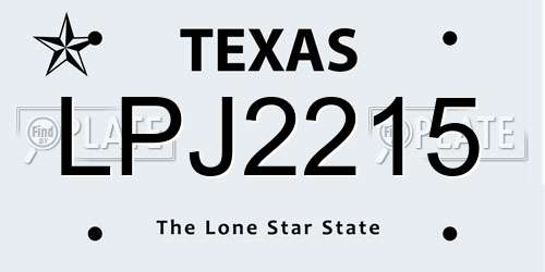 LPJ2215 Texas License Plate