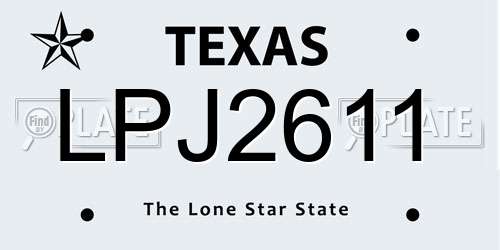LPJ2611 Texas License Plate