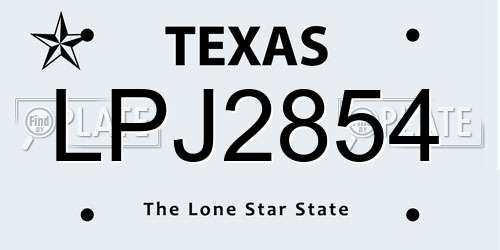 LPJ2854 Texas License Plate