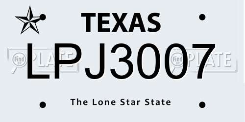 LPJ3007 Texas License Plate