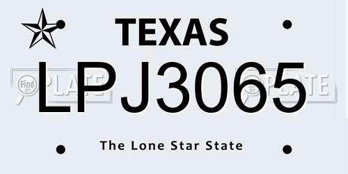 LPJ3065 Texas License Plate