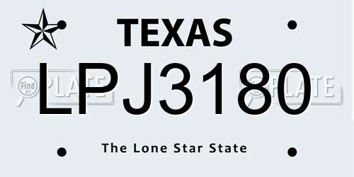 LPJ3180 Texas License Plate