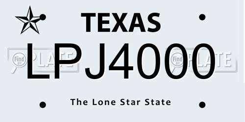 LPJ4000 Texas License Plate
