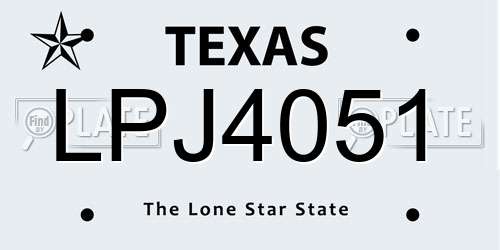 LPJ4051 Texas License Plate