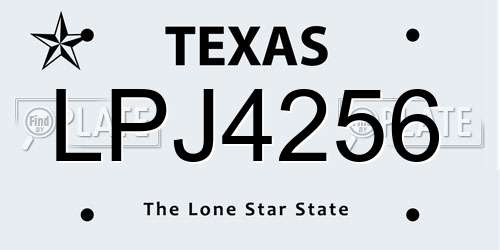 LPJ4256 Texas License Plate
