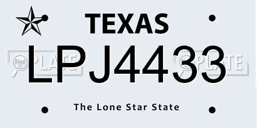 LPJ4433 Texas License Plate