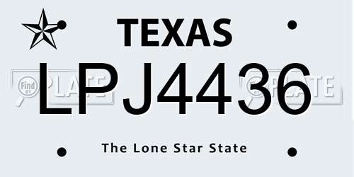 LPJ4436 Texas License Plate