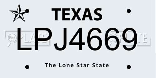LPJ4669 Texas License Plate