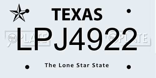 LPJ4922 Texas License Plate