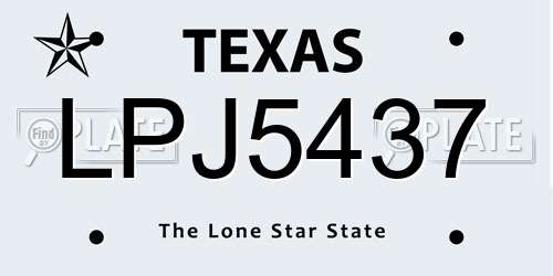 LPJ5437 Texas License Plate