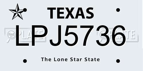 LPJ5736 Texas License Plate