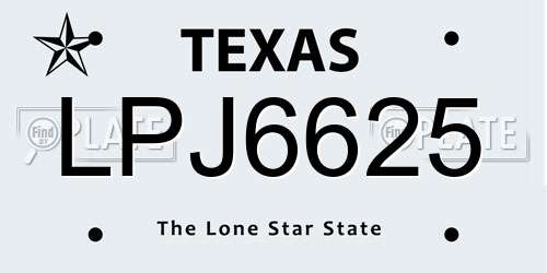 LPJ6625 Texas License Plate