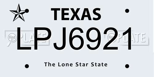 LPJ6921 Texas License Plate