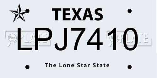 LPJ7410 Texas License Plate