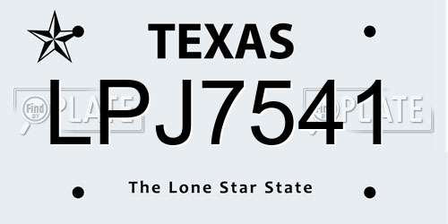 LPJ7541 Texas License Plate