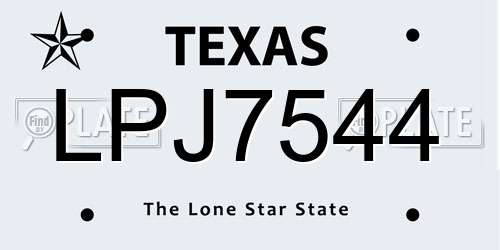 LPJ7544 Texas License Plate