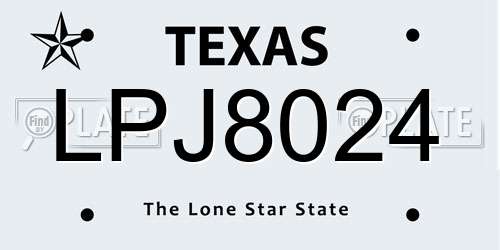 LPJ8024 Texas License Plate