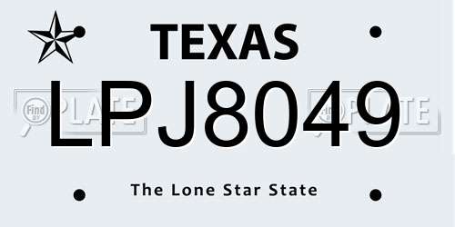 LPJ8049 Texas License Plate