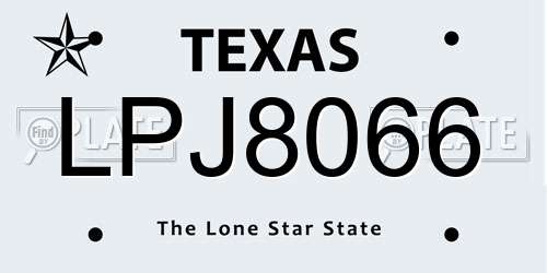 LPJ8066 Texas License Plate