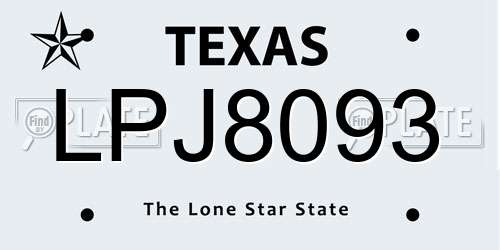 LPJ8093 Texas License Plate