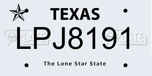 LPJ8191 Texas License Plate