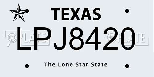 LPJ8420 Texas License Plate