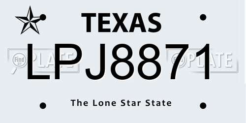 LPJ8871 Texas License Plate