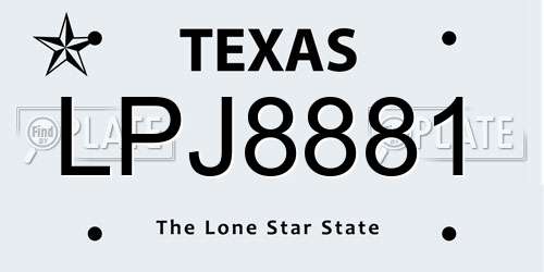 LPJ8881 Texas License Plate